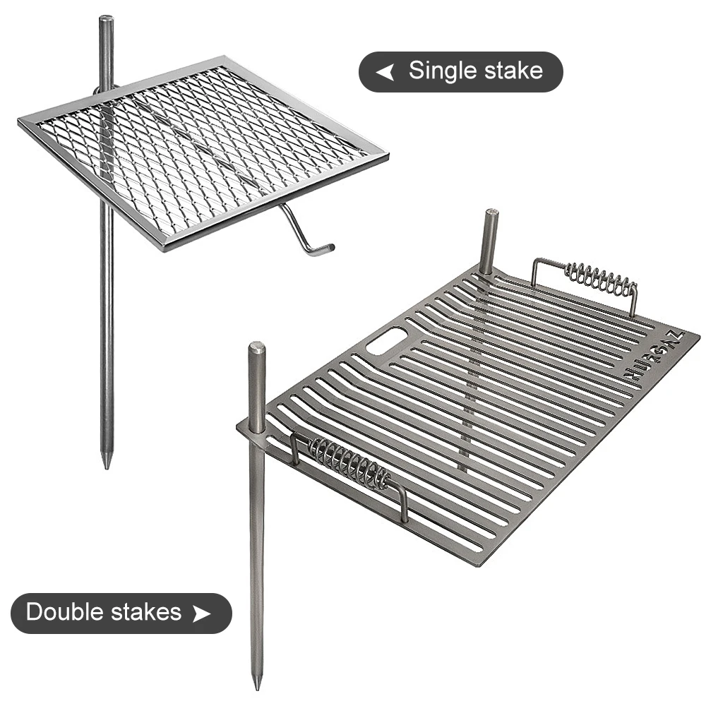 

Campfire Grill Grate with Stake Portable Outdoor Folding BBQ Grilling Grate for Camping Hiking Backpacking Barbecue