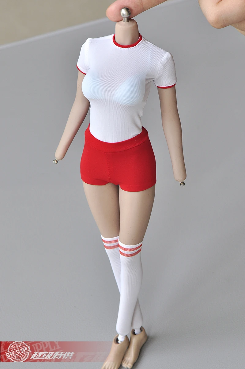

1/6 Female Loose/Skinny Version Japanese Student Sportswear T-shirt Shorts Fit 12" Figure Action Model Doll Body Accessory