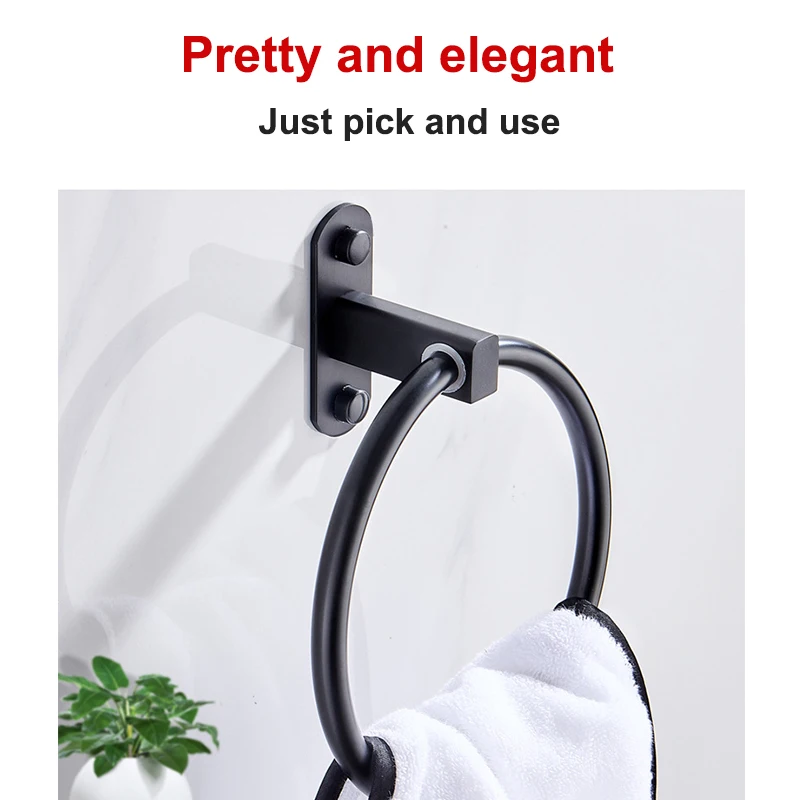 

Stainless Steel Wall Mounted Towel Ring Towel Hanger Punch Free Strong Bearing Save Space Holder for Bathroom