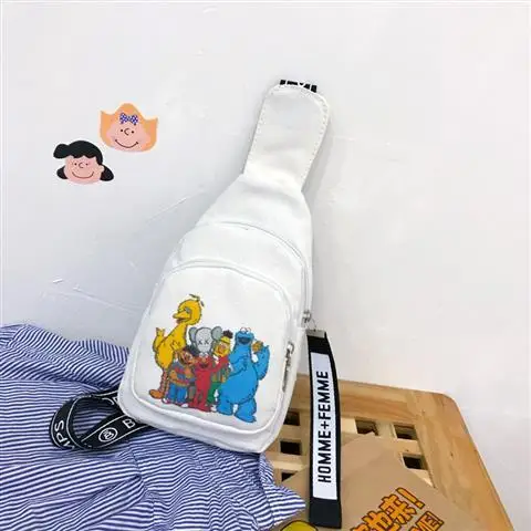 

Ins Chest Bag Women's Cross All-match Cartoon Sesame Street Small Satchel Women Canvas Bag