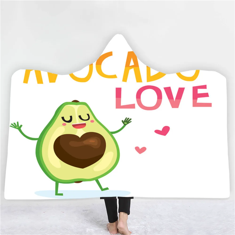 Одеяло с капюшоном и авокадо Флисовое одеяло зелеными фруктами детский