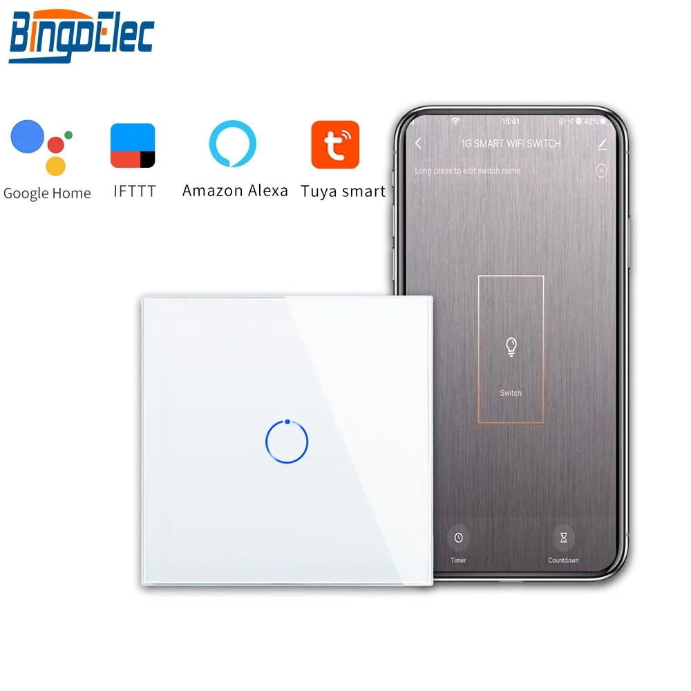 Bingoelec EU/UK Стандартный WI FI Переключатель 1/2/3 1 2Way Смарт настенный выключатель с