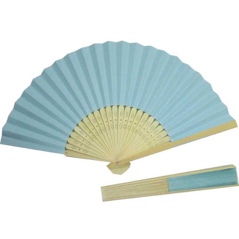 30 шт. в партии одноцветные бамбуковые ребрышки складывающиеся бумажные веера для