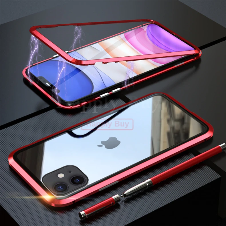 Магнитный адсорбционный чехол для телефона iPhone 11 Pro Max, чехол с магнитом для iPhone 11 Pro Max, чехол, чехлы из металла, Bumber Coque