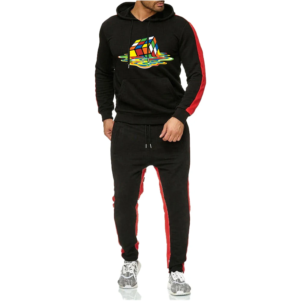 

Autumn Winter Men's Hoodie Suit Travel Climbing Sportswear Cashmere Pullover Men Sports Casual Long Coat Elasticated Trousers