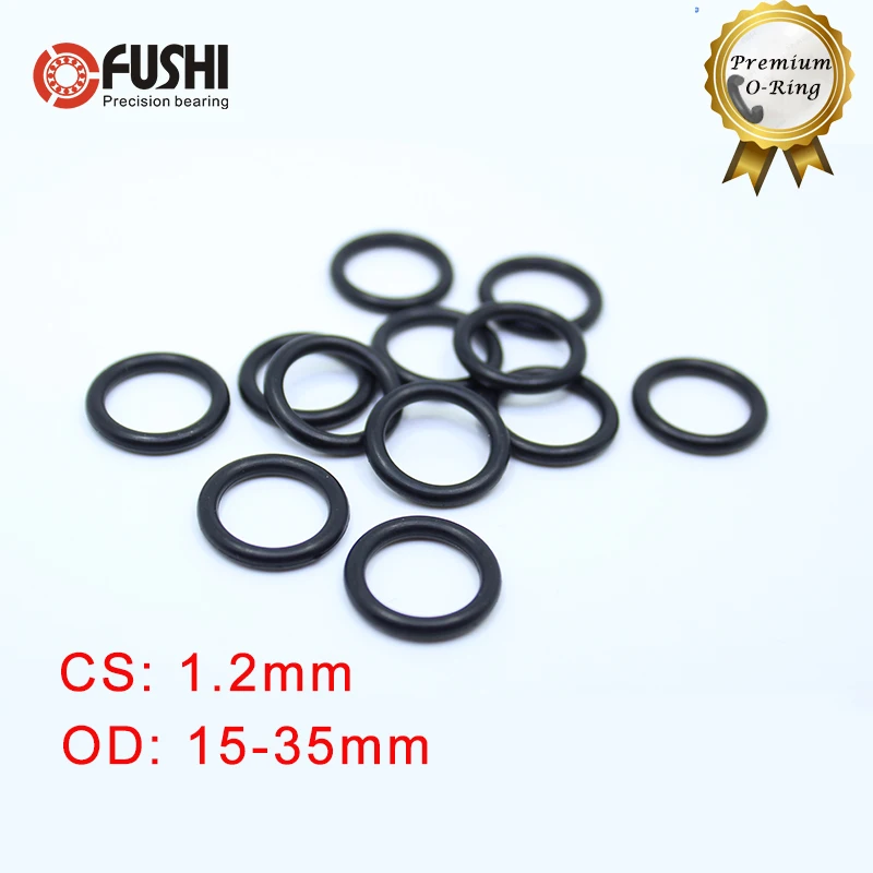 

CS 1.2mm NBR Rubber O RING OD 15/16/17/18/19/20/22/25/27/27.9/34*1.2 mm 100PCS O-Ring Nitrile Gasket seal Thickness 1.2mm ORing