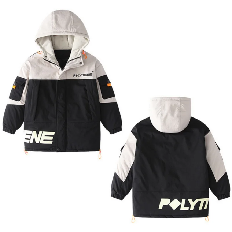 

Kids Winter Jacket Children's Outerwear Thicken Hooded Plus Velvet Warm Windproof Winter Jacket For Boy
