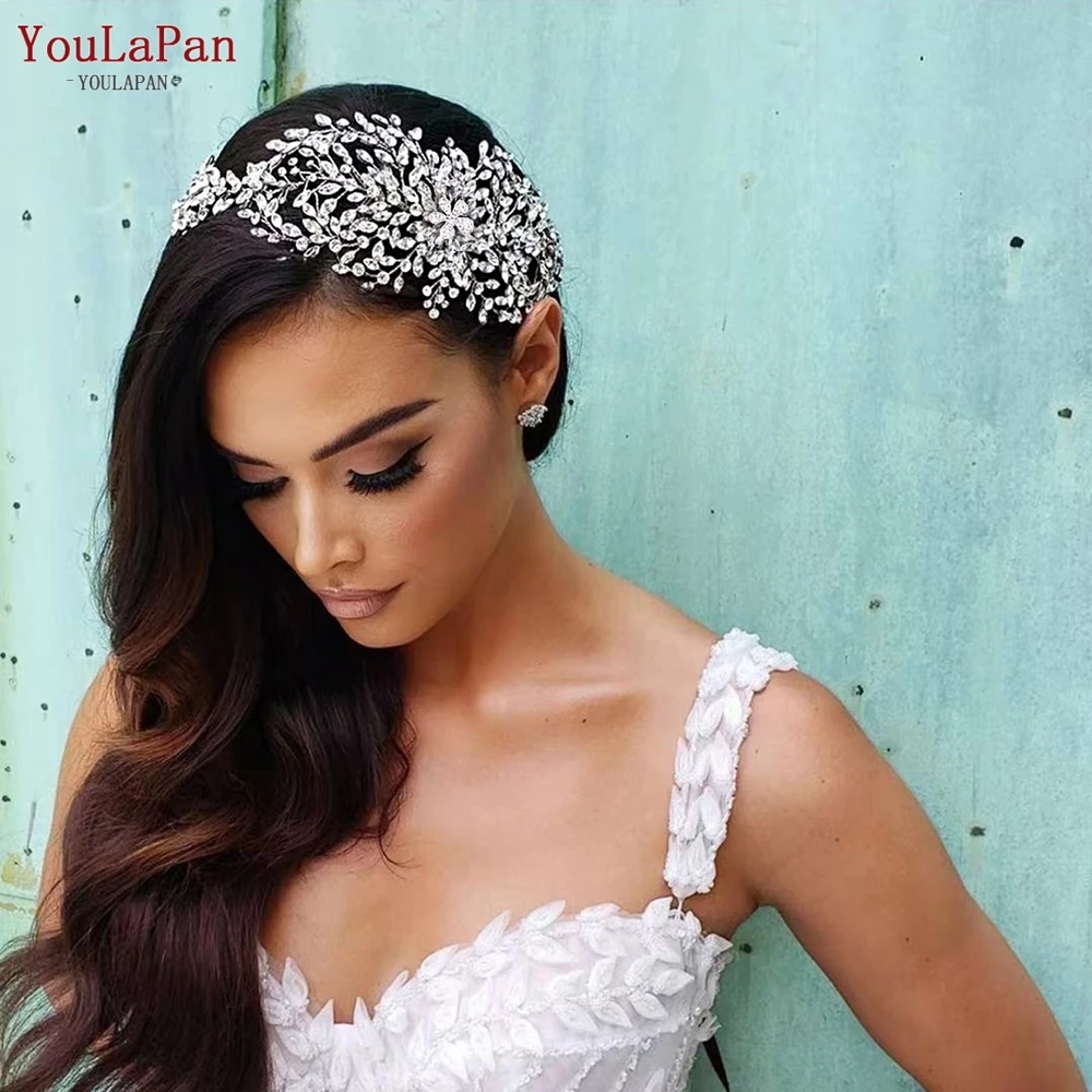 

YouLaPan HP390 Bridal Headband Wedding Hair Accessories Flower Woman Headdress Silver Color Bridal Headpiece