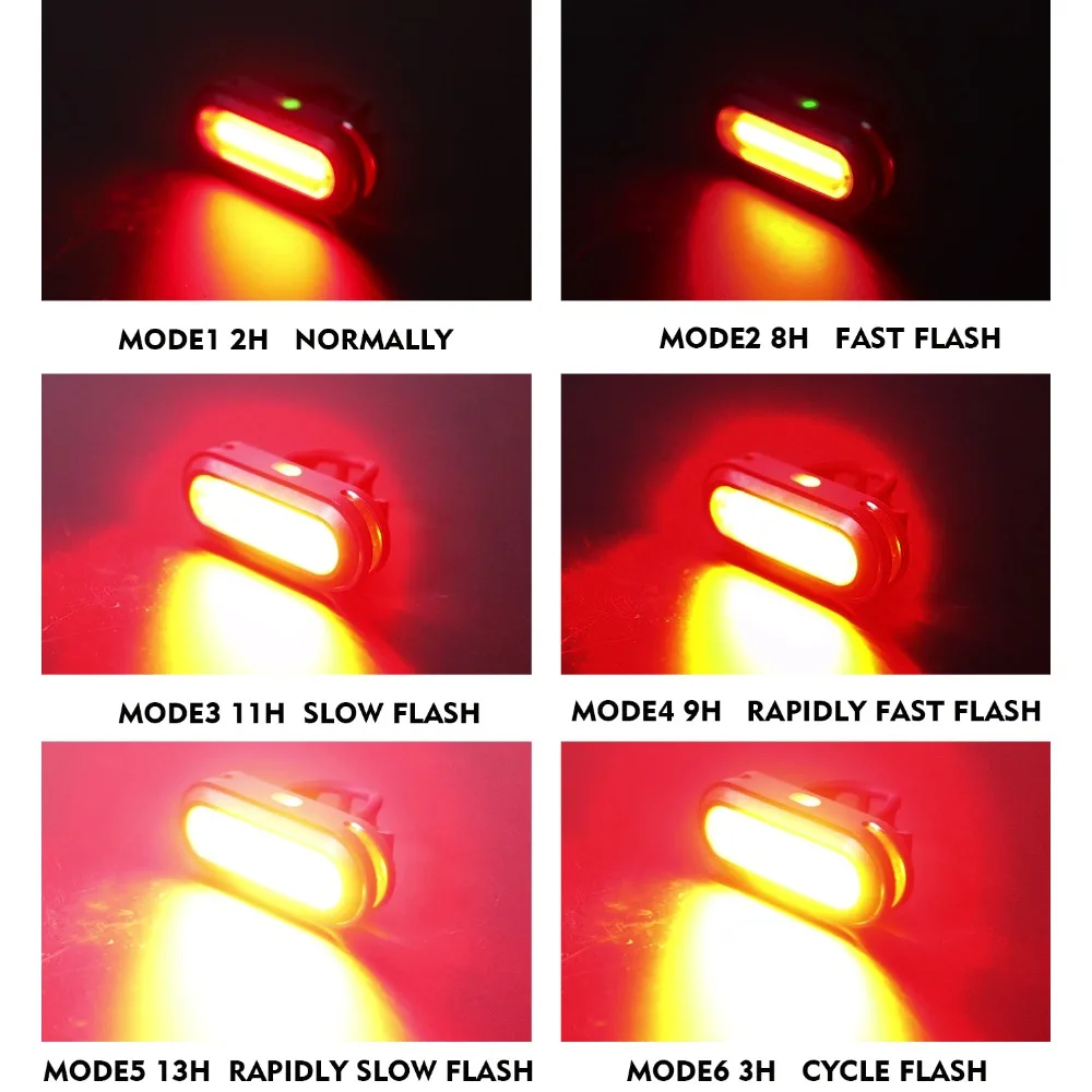 WEST BIKING 180 Lumens Bicycle Tail Light USB Rechargeable LED Chip COB Bike Accessories 6 Mode Cycling Safety Taill | Спорт и