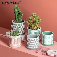 nordic style succulents flowerpot modern simplicity morandi ceramics flower pots with tray home decoration mini vase ornaments