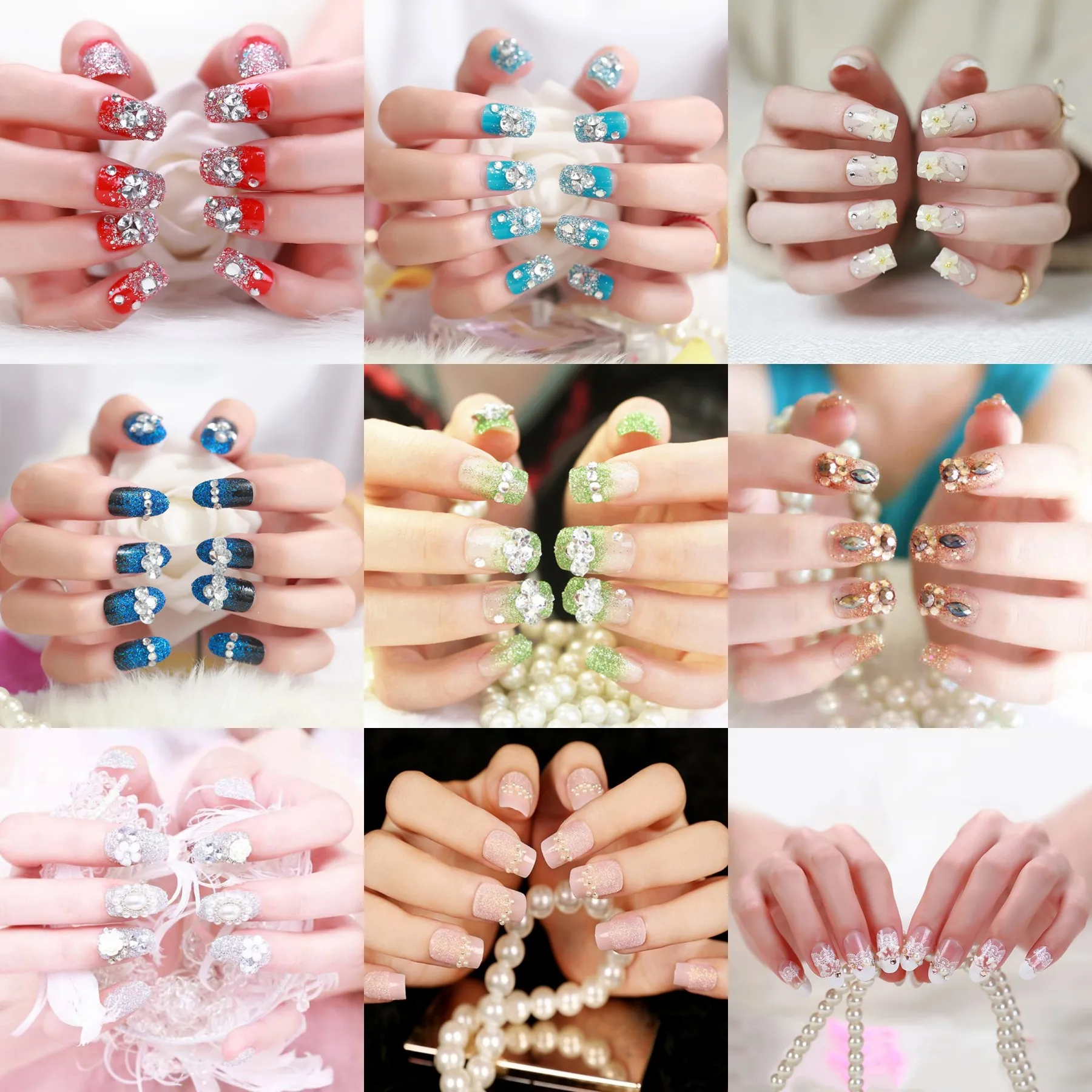 24 шт./компл. квадратные накладные ногти из акрила цветочный дизайн искусственный