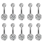 5101520 шт.лот для пирсинга, из хирургической стали один с украшением в виде кристаллов Стразы пупка Кольца пирсинг для пупка Ombligo мяч Nombril