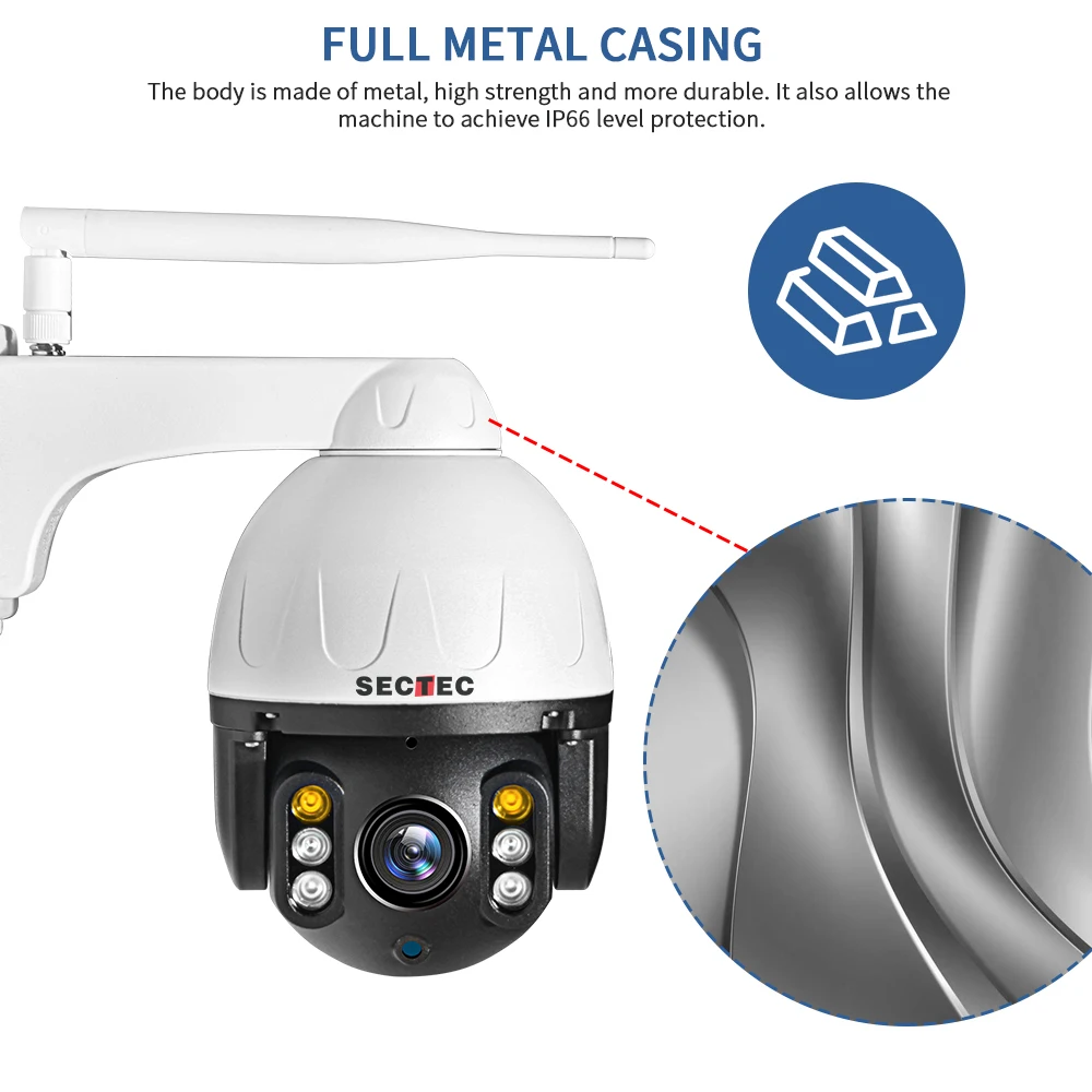 

SECTEC 1080P Outdoor PTZ IP 4X Digital Zoom 2MP Camera WIFI Speed Dome Auto Tracking Cloud Camera IR CCTV Security Camera