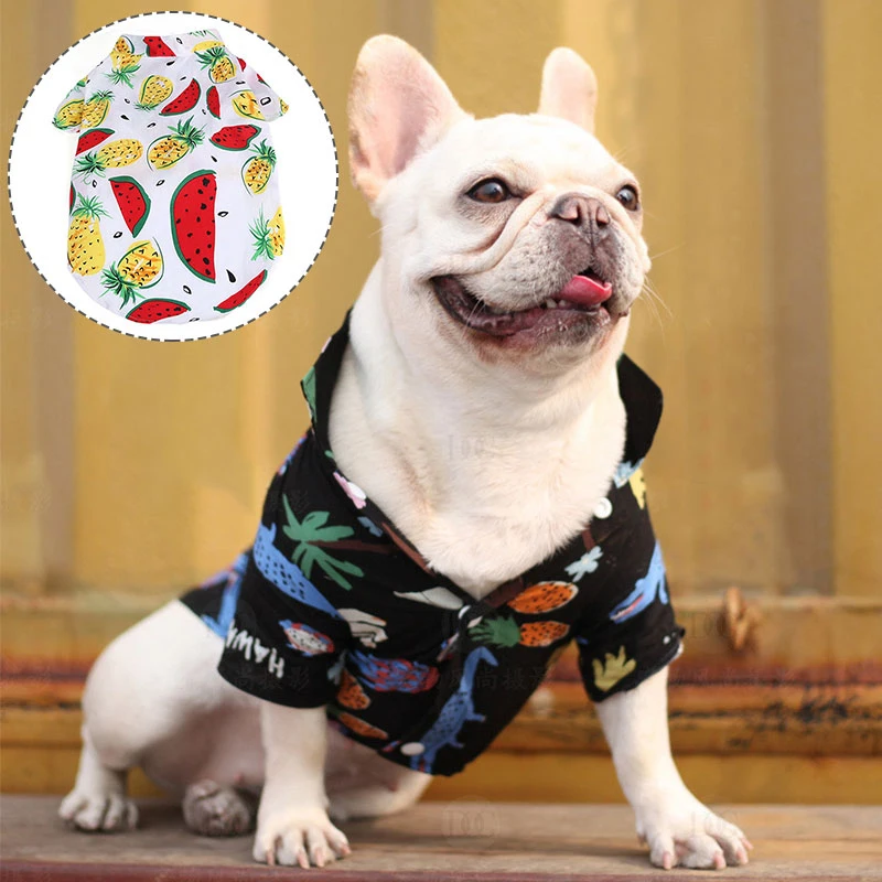 

V Neck Printing Dog Shirt Cute Soft Short Sleeve Dog Clothes Thin Breathable Comfortable Skin-friendly Fashion Pet Clothes