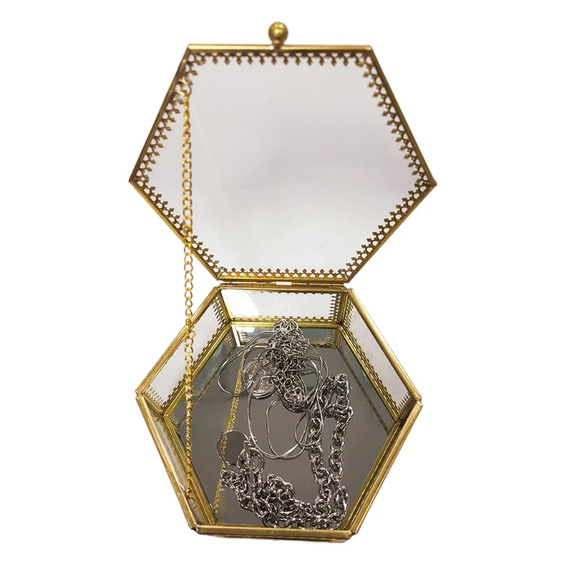 

Rectangular Jewelry Box Decorative Slanted Top Lid Shadow Box for Keepsakes Earings Bracelet Watch Holder Home Decor