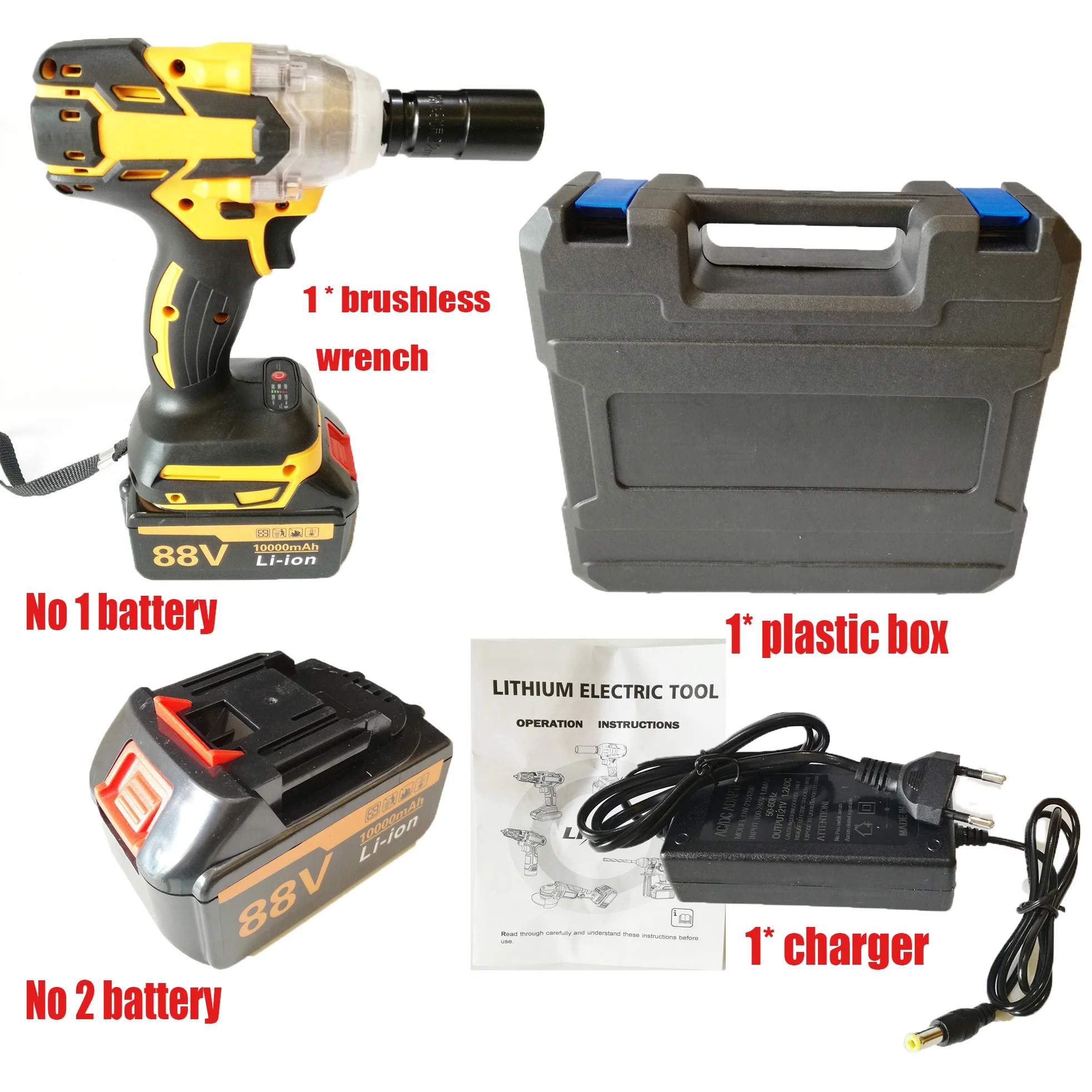 Беспроводной ударный гайковерт бесщеточный электрогайковерт 88 в с