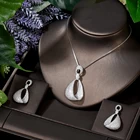 HIBRIDE новый роскошный эксклюзивный круг ожерелье серьги наборы для женщин Свадьба кубический цирконий высококачественный комплект ювелирных изделий N-1664