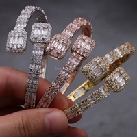 6mm customize luxury baguette lover couples cuff bracelets love bracelet rose gold color jewelry for women men