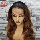 Коричневые парики Hesperis с эффектом омбре для черных женщин, предварительно выщипанные бразильские волнистые волосы без повреждений, плотность 180, парик из натуральных волос