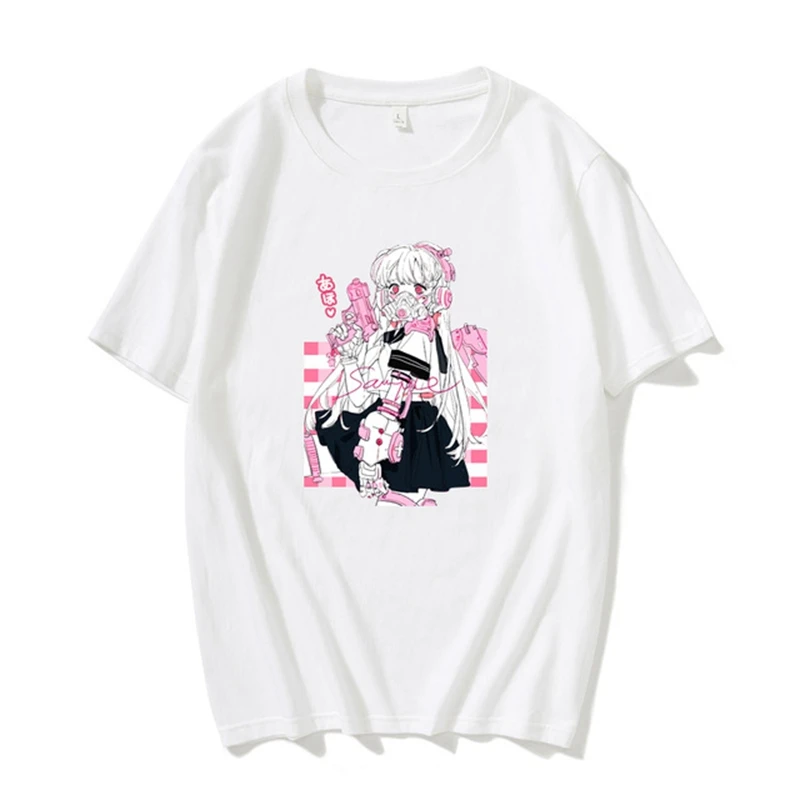 

Japanese Anime Girl Man/Woman Print Short Sleeve Casual All-match Hip Hop Unisex Streetwear Personality Harajuku Loose Oversize