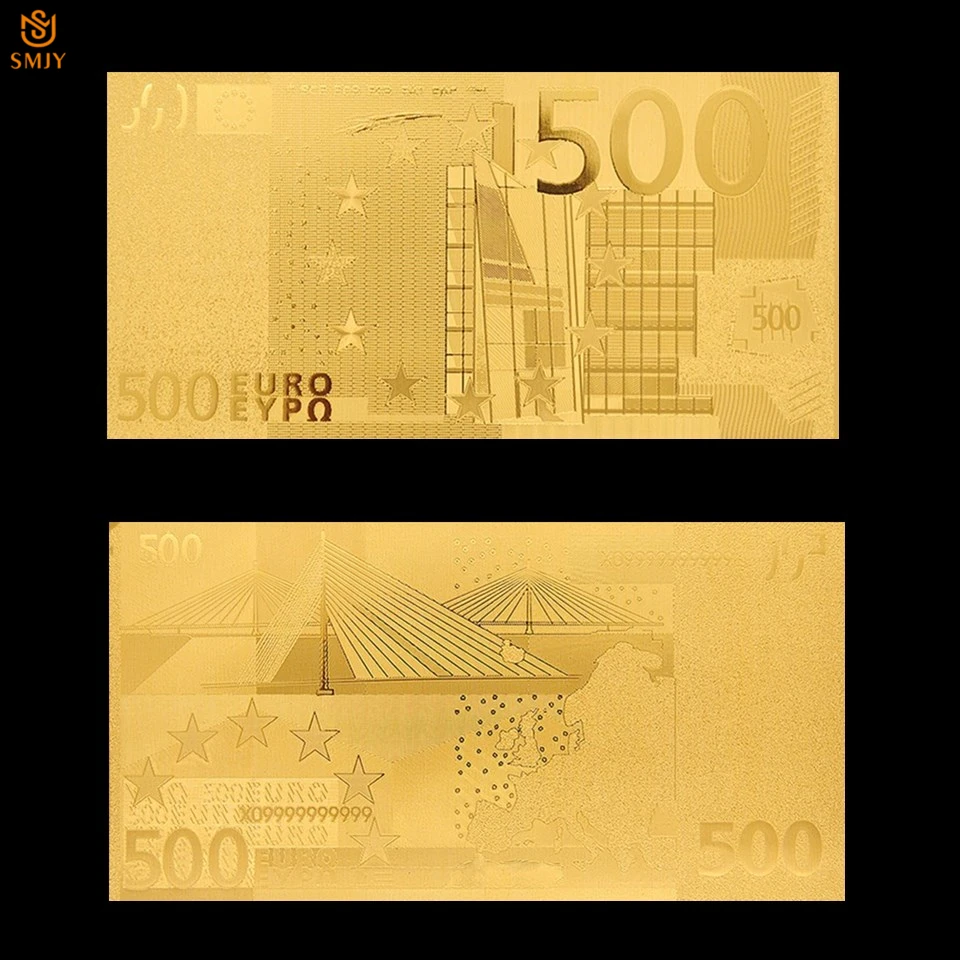 

Replica Currency Souvenir Gift Europe 500 Euro Gold Foil Banknotes Paper Money Pure 24k Gold Value Collection