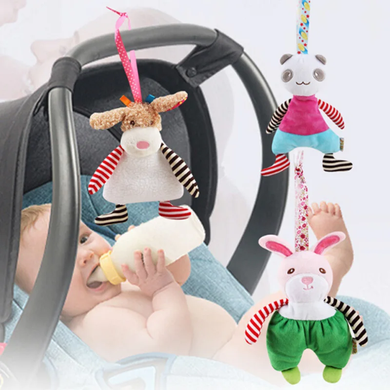 

Newborn Baby Soft Stuffed Plush Rattle Toy Rabbit Cow Panda Toddler Baby Musical Car Bed Seat Stroller Hanging Plush Pendant Toy
