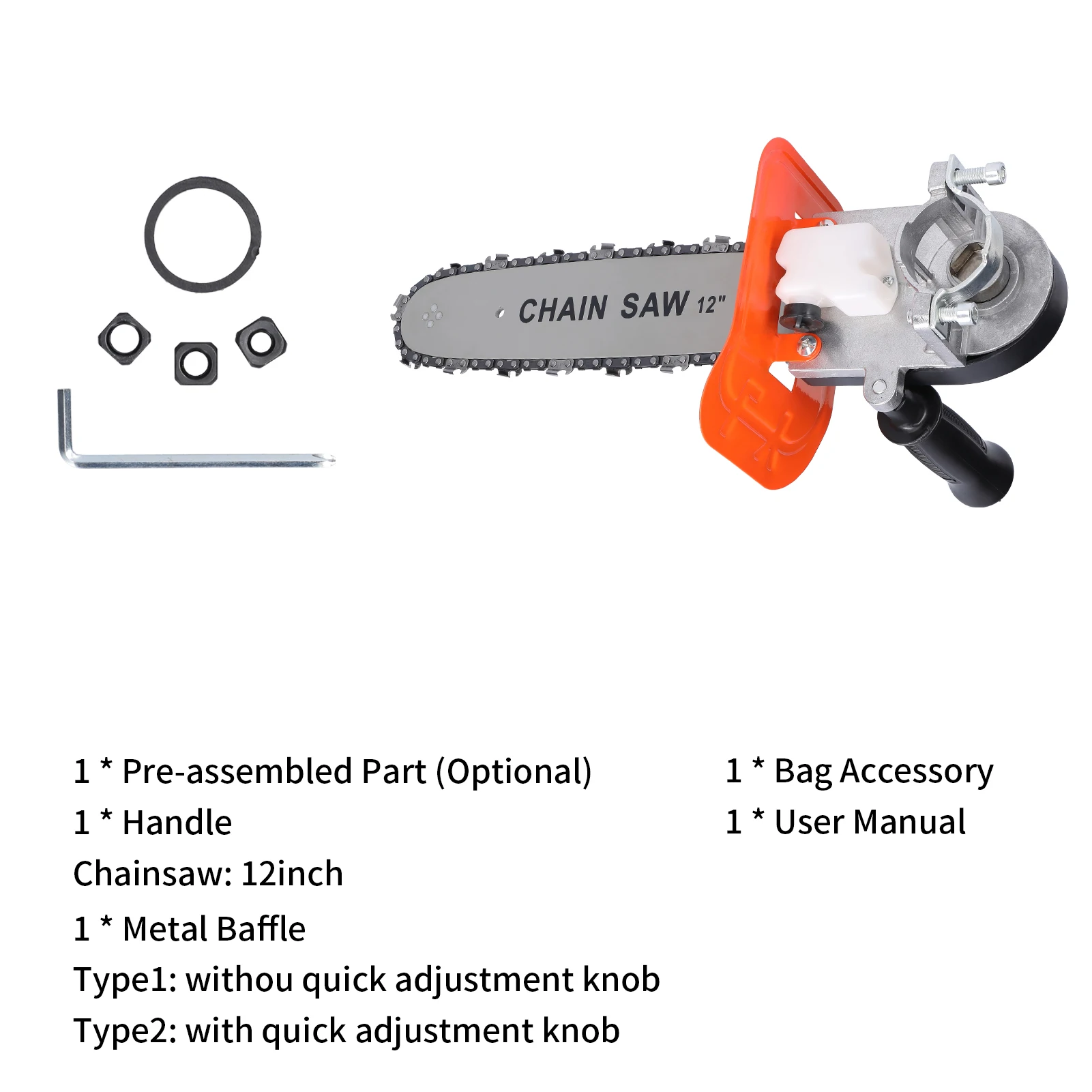 

Electric Angle Grinder Converter Straight Handle 12 Inch Electric Chainsaw Modified Branch for Type 100 115 125 Angle Grinder