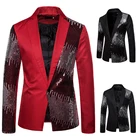Новый дизайн, красные блестящие мужские блейзеры, приталенный пиджак для выпускного вечера для мужчин, костюм для выступления в ночном клубе, топы, платье, смокинг