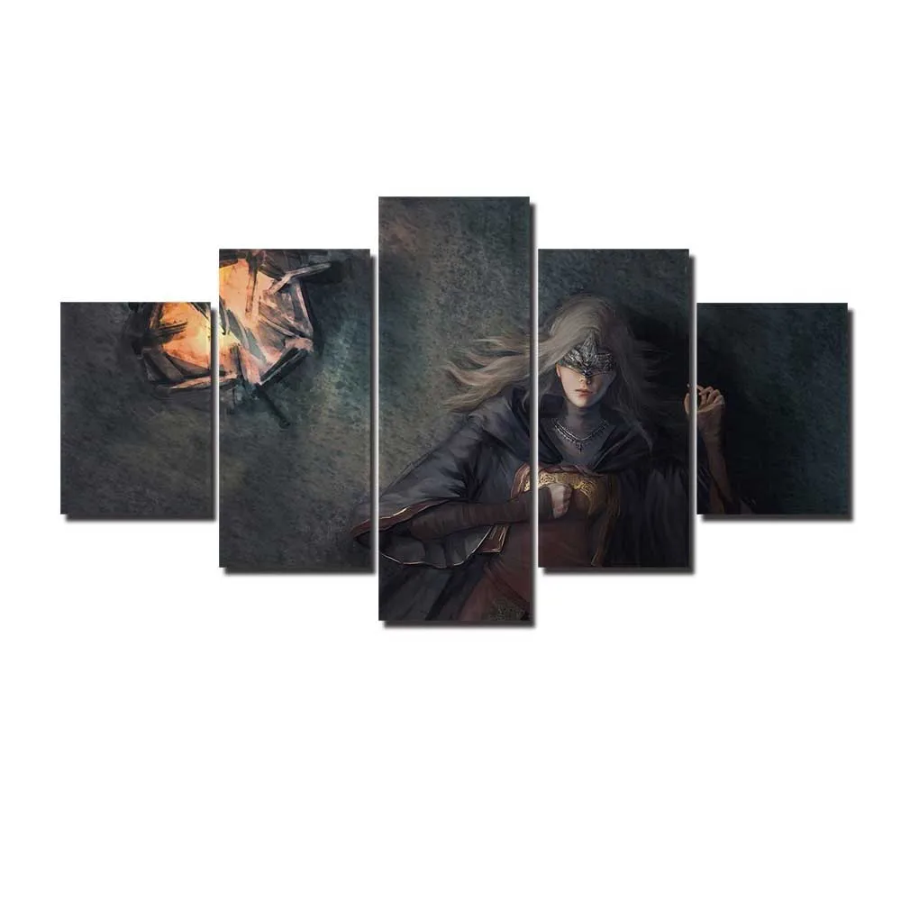 

Canvas Pictures Home Decor 5 Pieces Dark Souls 3 Fire Keeper Paintings Wall Art Printed Poster Hotel Modular Living Room Frame