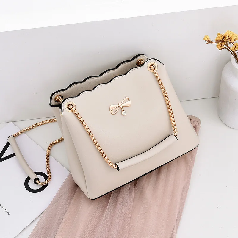

Bow Bucket Bag Soft Leather Luxury Handbags for Women 2021 New Style Elegant Versatile High Quality Shoulder Bag Large Capacity