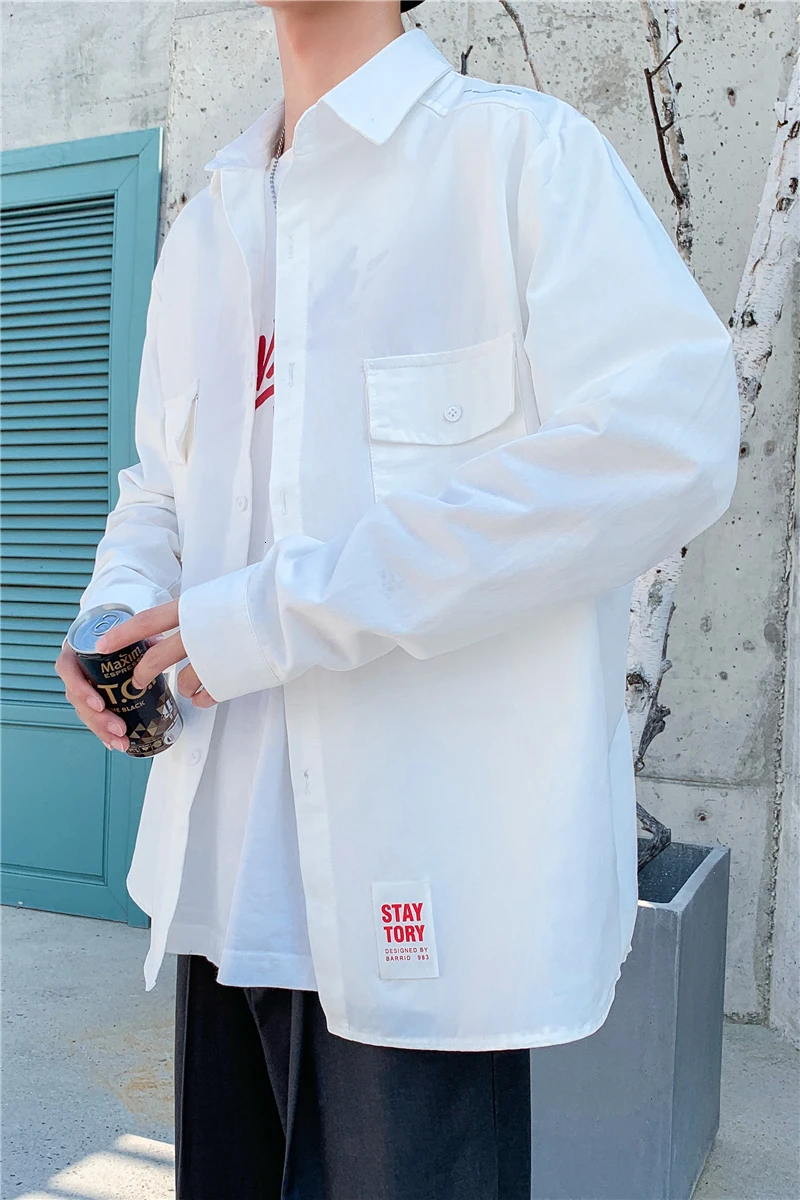 Рубашка мужская с длинным рукавом Повседневная Свободная уличная модная одежда