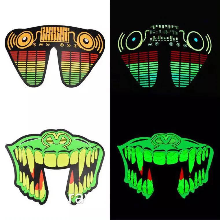 Маски неоновые светодиодные с голосовой активацией 13 х11 см для маскарада страха