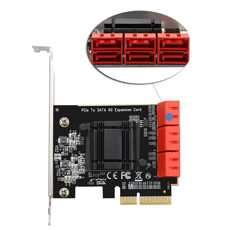 6-портовый чип pci express sata 3 6G ASM1166 быстрое рассеивание тепла X4/X8/X16 pcie 0 Адаптеры