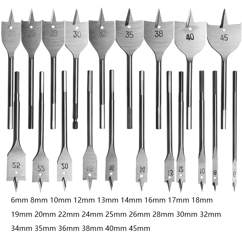 Плоские сверла 6-45 мм прочные из высокоуглеродистой стали для дерева ручное