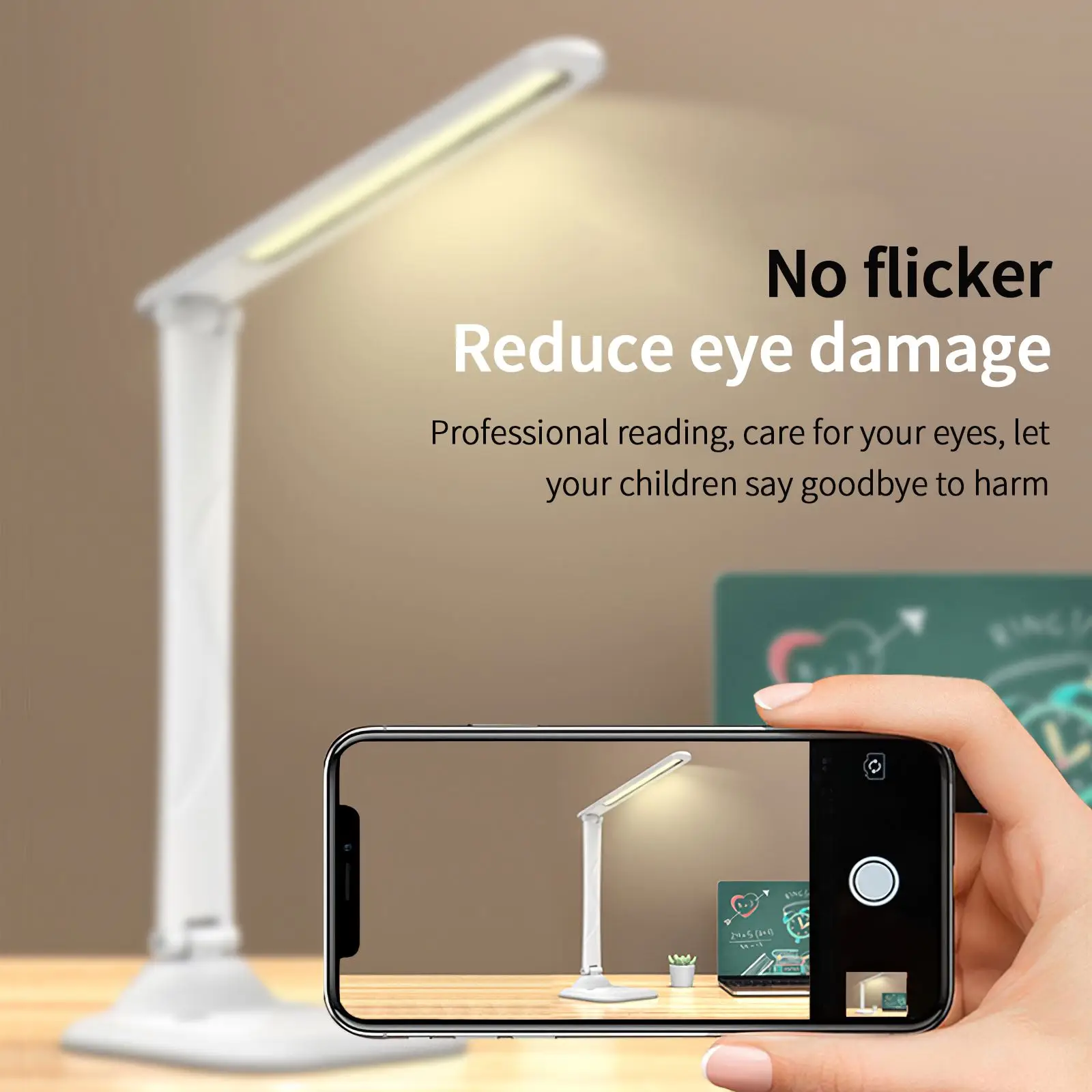 Компактный настольный светильник белый USB Перезаряжаемый с 3 режимами освещения