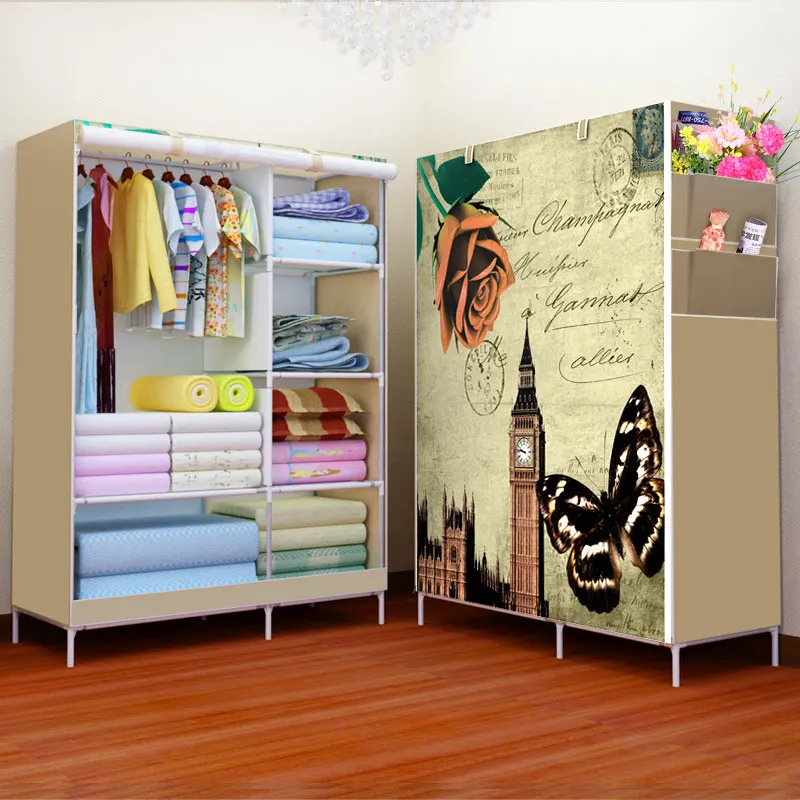 Простой складной шкаф из нетканого полотна DIY сборка для спальни хранения одежды