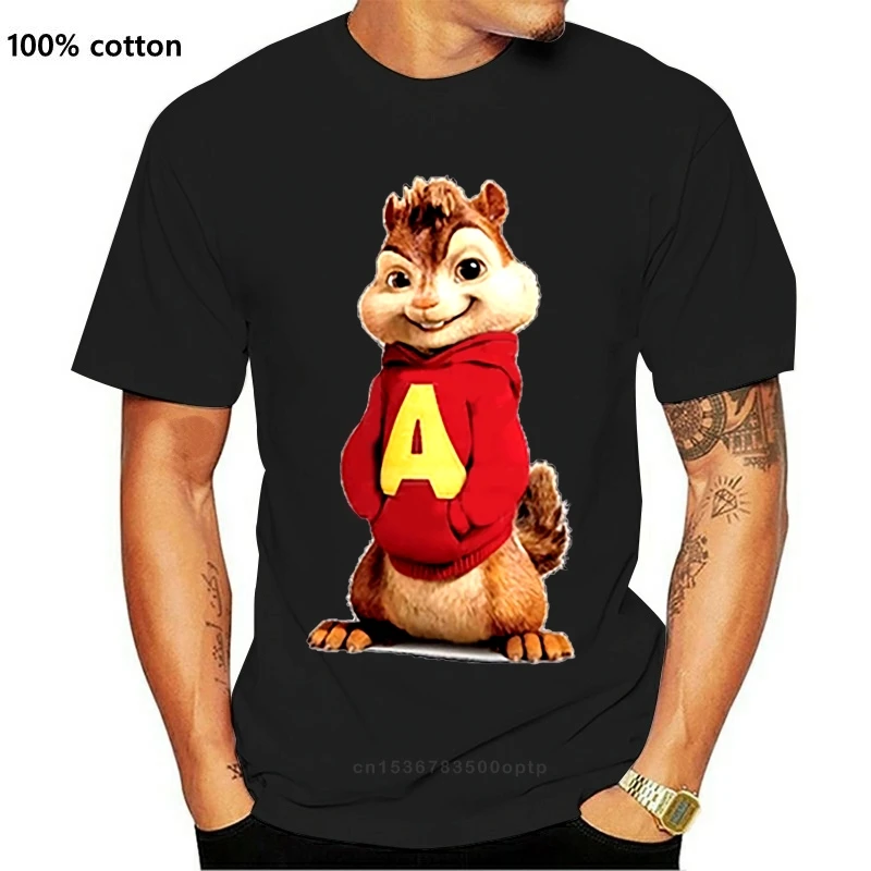 

New HANJ Family Alvin And The Chipmunks Road Chip T-Shirt For Men Black cool T-shirt Clothes Popular T-Shirt Crewneck