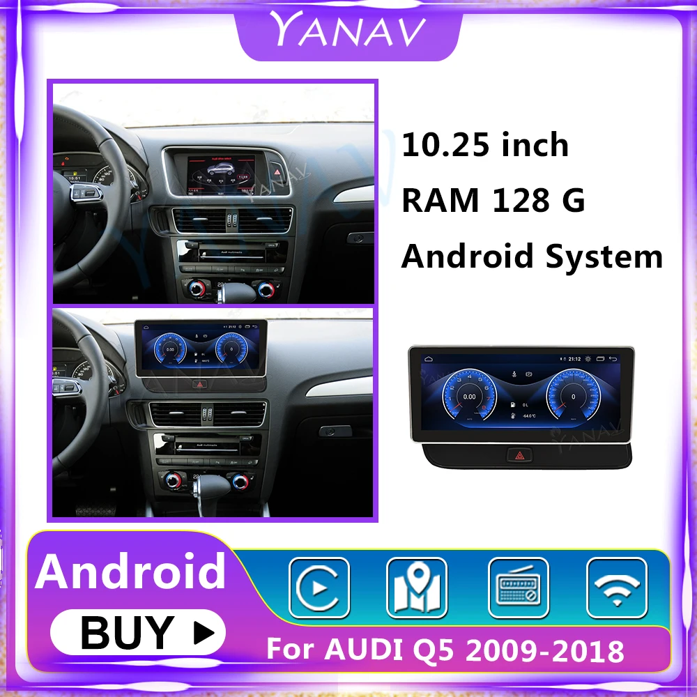 

Автомобильный радиоприемник на Android, 10,25 дюйма, для Audi Q5 2009-2018, высокопрочный автомобильный стереоприемник, мультимедийный плеер, GPS-навигаци...