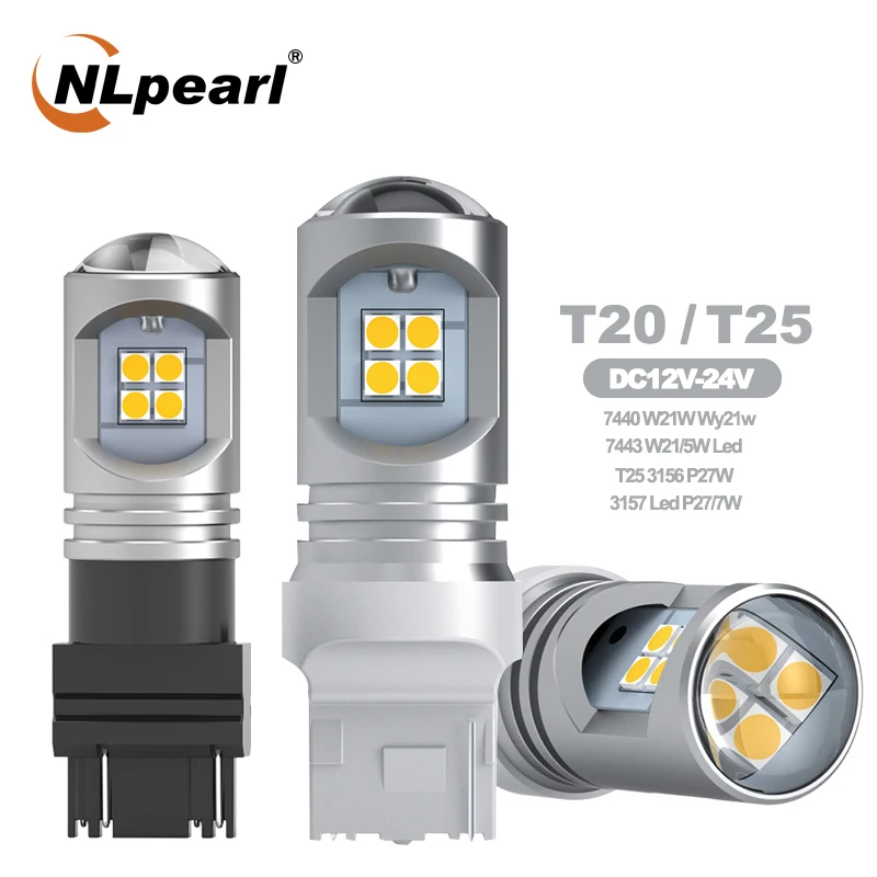 

NLpearl 2X Signal Lamp t20 7440 w21w wy21w led canbus 3030SMD 3157 led p21/5w T20 3156 p27W Car Backup Reversing Lights12V-24V