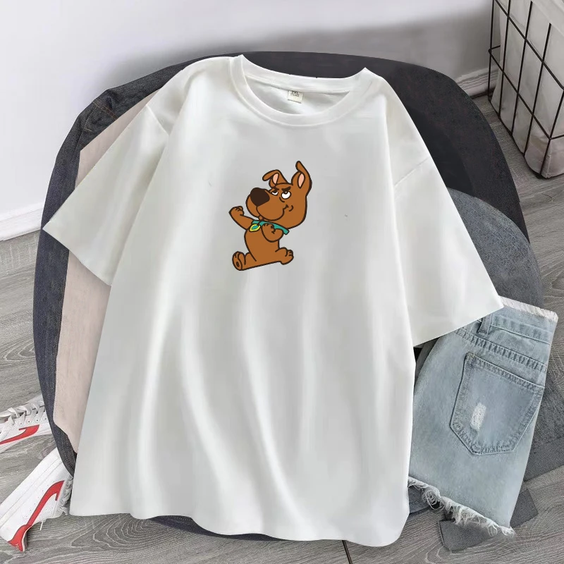 

2021 Cartoon Print Tshirt Woman Summer Cute Dog Animal Short-sleeved Graphic Oversized Harajuku Casual Loose T-shirt Tops