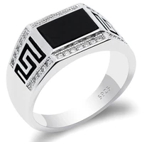 engagement wedding 925 sterling silver rings for men women black agate and clear cz fashion jewelry size 6 7 8 9 10 11 12 13