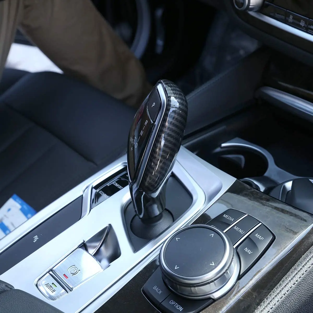 

ABS Carbon Fiber Style Speed Gear Shift Knob Head Cover Trim for BMW 5 6 7 Series GT G32 X3 X4 G01 G02 2016-2019