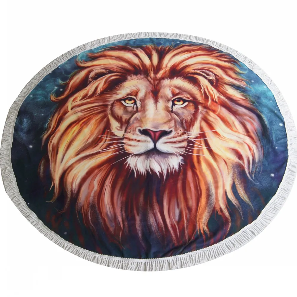 

Круглое пляжное полотенце из гавайской микрофибры с кисточками