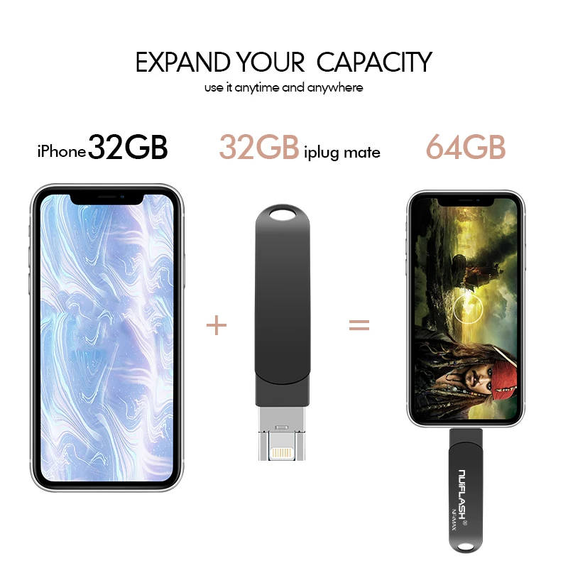 OTG USB 128 ГБ 256 флэш накопитель для iPhone и TypeC 8 16 32 64 Гб карта памяти X/8/7/7 Plus/6/6s/5/SE|USB