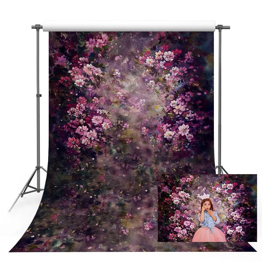 

Весенний фиолетовый цветочный фон для фотосъемки Весенняя Свадьба Новорожденный ребенок живопись фон для детской фотосессии реквизит для фотосъемки