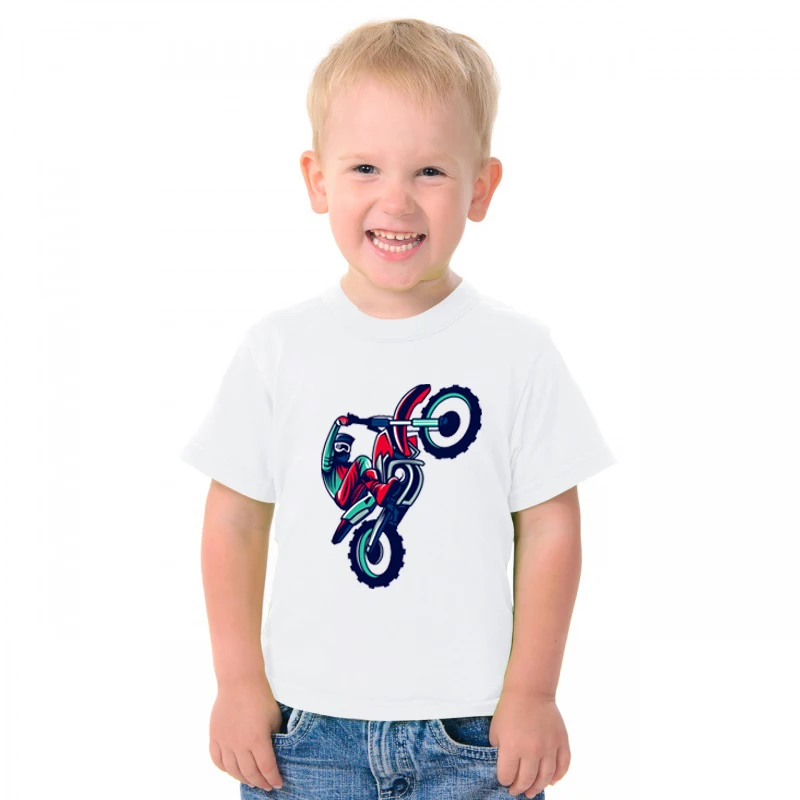 Детская футболка для мотокросса с мультяшным принтом|Тройники| |