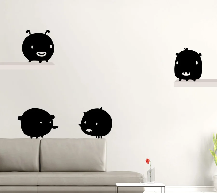 Забавные милые трехногие Монстры виниловые наклейки на стену животные можно