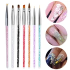 1 шт. кисть для резного дизайна ногтей с кристальной ручкой для рисования линий цветок акрил кисточки для геля лак для ногтей рисунок карандаш для маникюра, инструменты