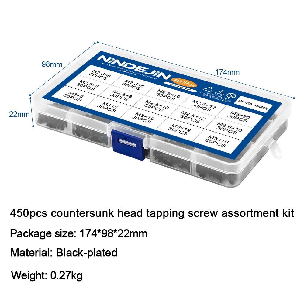 450 шт./компл. черные потайные винты с плоской головкой крестообразным утопленным