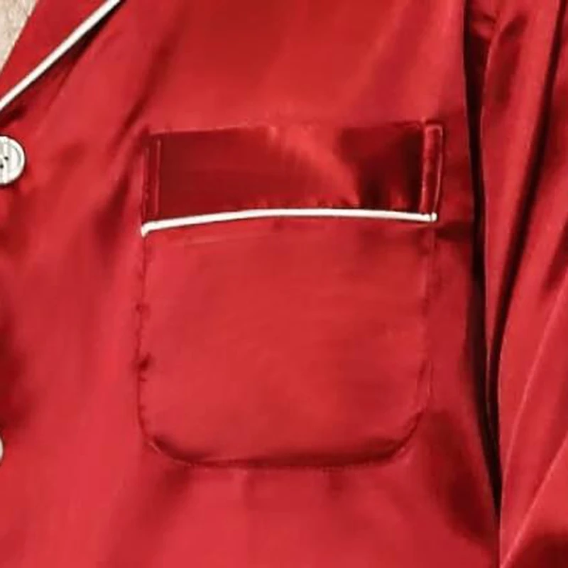 Винно-красные мужские пижамы пара пижам весна-лето с длинным рукавом для свадьбы